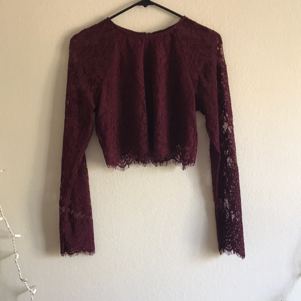 Maroon lace crop top